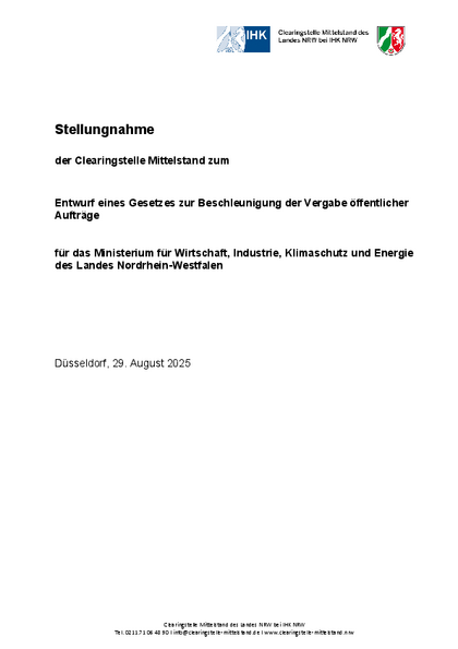 Entwurf eines Gesetzes zur Beschleunigung der Vergabe öffentlicher Aufträge , Stn_zum_Vergabebeschleunigungsgesetz.pdf, 376 KB Entwurf eines Gesetzes zur Beschleunigung der Vergabe öffentlicher Aufträge