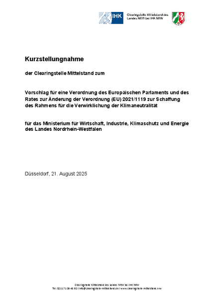 Vorschlag für eine Verordnung des Europäischen Parlaments und des Rates zur Änderung der Verordnung (EU) 2021/1119 zur Schaffung des Rahmens für die Verwirklichung der Klimaneutralität, Stn_Klimaneutralitaet.pdf, 271 KB Vorschlag für eine Verordnung des Europäischen Parlaments und des Rates zur Änderung der Verordnung (EU) 2021/1119 zur Schaffung des Rahmens f